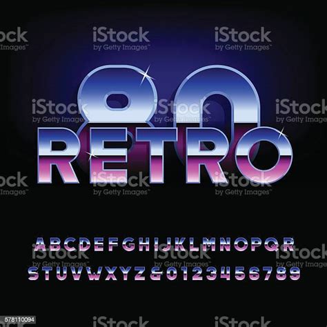 80s Retro Vector Font Stok Vektör Sanatı And 1980 1989‘nin Daha Fazla