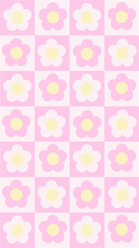 Pink, White, Yellow Flower Pattern Phone Wallpaper