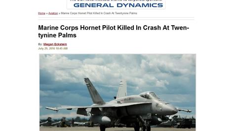 Marine Corps Hornet Pilot Killed In Crash In Ca Youtube