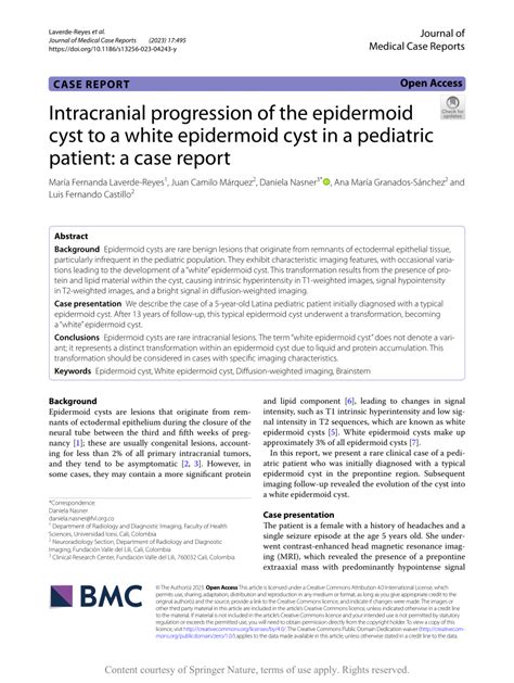 PDF Intracranial Progression Of The Epidermoid Cyst To A White