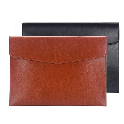 Enyuwlcm PU Leather A4 File Folder Document Holder Envelope Folder Case