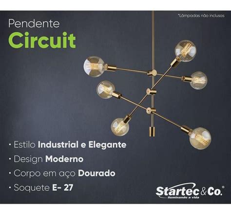 Lustre pendente Moderno Sputnik Circuit Dourado E27 Startec Frete grátis