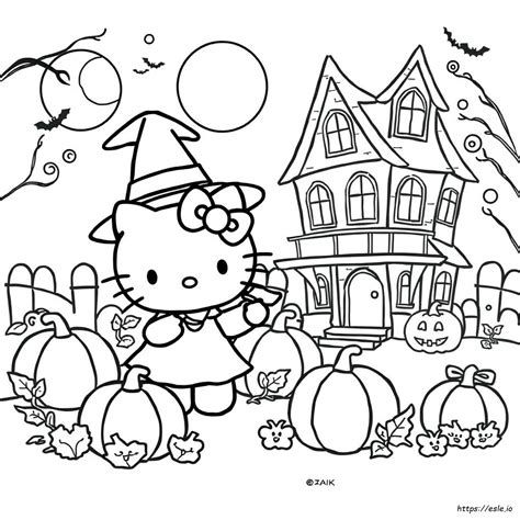 hello kitty halloween pictures to color 3