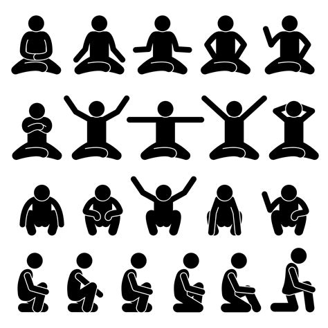 Human Man People Sitting And Squatting On The Floor Poses Postures