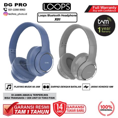 Jual Loops Bluetooth Headphone X01 Original Head Phone X 01 BLUE