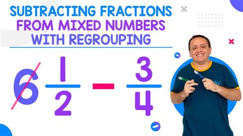 Subtracting Fractions From Mixed Numbers With Regrouping Or Borrowing Youtube