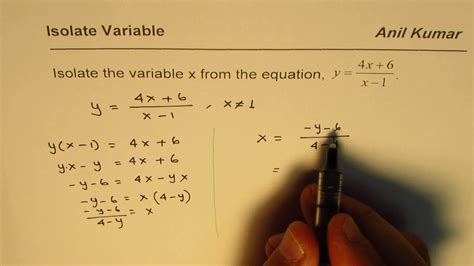 How To Isolate Variable From Rational Equations Youtube