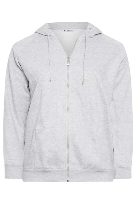 Yours Plus Size Light Grey Essential Zip Through Hoodie Yours Clothing