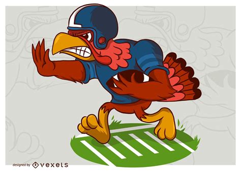 Thanksgiving Turkey Football Player Cartoon Vector Illustration Vector ...