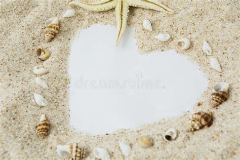 White Sand And Shells Shaped Heart Symbol Stock Photo Image Of Nature