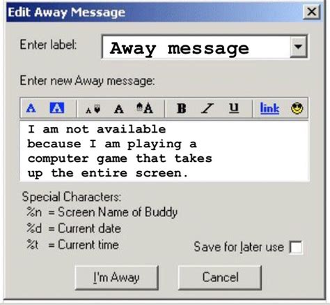 Best Old Aim Away Messages Energyvere