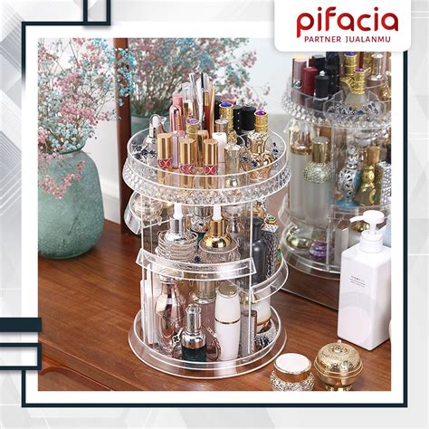 Jual Rak Kosmetik Acrylic Putar Derajat Make Up Organizer Rack