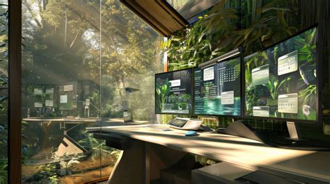 Home Office With Plants Green Office Space Indoor Garden Workspace