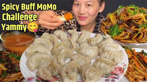 Buff Momo Challenge Dumpling Kimchi Chowmein Eating Nepali