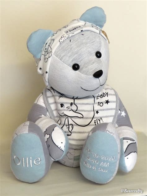 Keepsake bear Birth-weighted made from baby clothing - Store ...