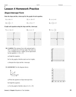 Lesson 2 Homework Practice Slope Fill Online Printable Fillable