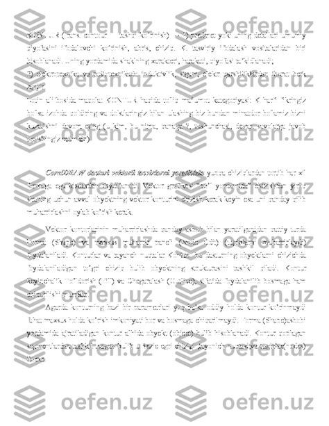 COREL DRAW DASTURIDA KONTUR BILAN ISHLASH