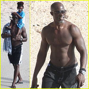 Djimon Hounsou Shirtless In St Barts Celebrity Babies Djimon