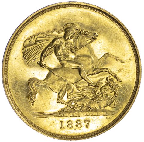 1887 Victoria Gold Five Pounds Baldwins