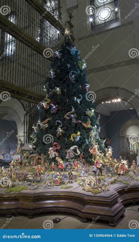 Christmas Tree At Medieval Sculpture Hall Inside Metropolitan Museum Of