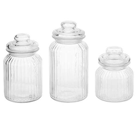 Myt 22oz 32oz 44oz Vintage Ribbed Glass Apothecary Jars Storage Canisters With Airtight