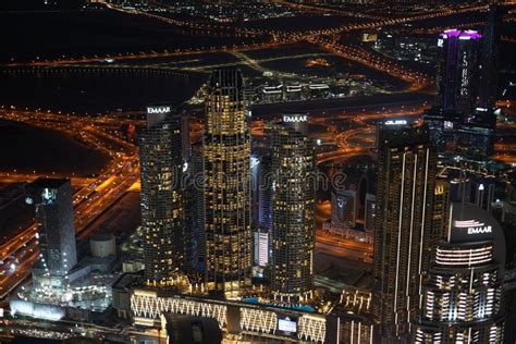 Dubai Night View Seen from the Observation Deck of Burj Khalifa Stock ...