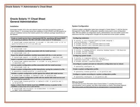 Oracle Solaris 11 Cheat Sheet General Administration