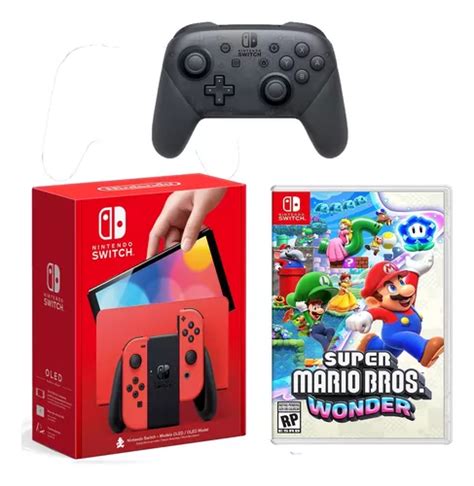 Combo Console Nintendo Switch Oled Edi O Especial Mario Gb Vermelho