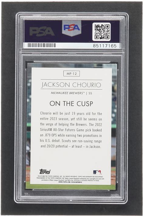 Jackson Chourio Signed Bowman Chrome Modern Prospect Mp Psa