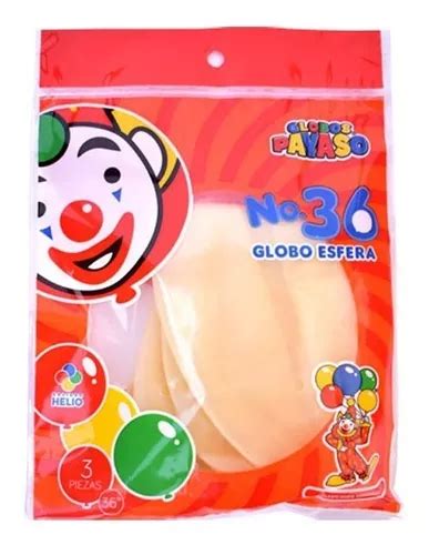 Globo Payaso Latex Esfera N 36 Colores Bolsa 3 Pzas Meses Sin Intereses