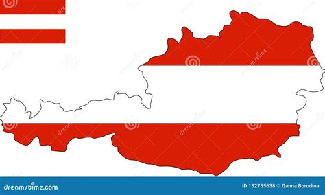 Vector Map Of Austria With Flag Isolated White Background Stock