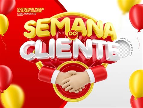 Banner Customer Week Em Português Renderização 3d Para Campanha De