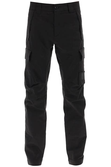 C P Company Ergonomic Fit Cargo Pants In Stretch Sateen Black