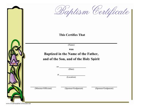 Baptism Certificate Template - Flower Download Printable PDF ...