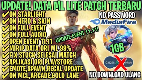 Data ML Lite Full Event 1Gb Terbaru Patch Gusion ML Lite Cara