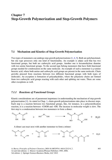 Solution Step Growth Polymerization And Step Growth Polymers Book Principles Of Polymer