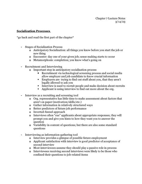 Chapter Lecture Notes Chapter Lecture Notes Socialization