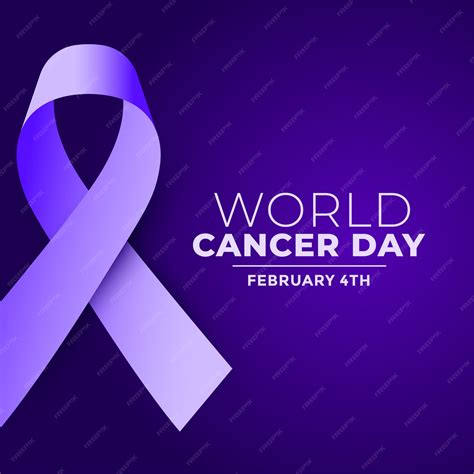 Free Vector World Cancer Day Purple Realistic Ribbon Background