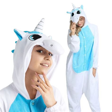 Piżama Onesie Kigurumi Kostium Przebranie Biały Jednorożec L 165