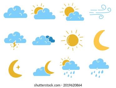 Weather Icons Sun Cloud Rain Moon Stock Vector Royalty Free 319272533