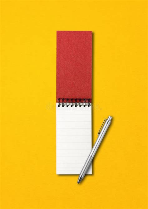 Blank Open Spiral Notebook And Pen Isolated On Yellow Stock Image