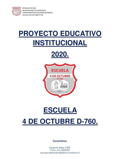 PDF PROYECTO EDUCATIVO INSTITUCIONAL 2020 4 DE OCTUBRE D 760