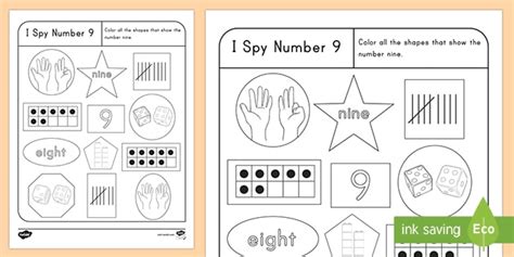 Number Sense I Spy Number 9 Activity