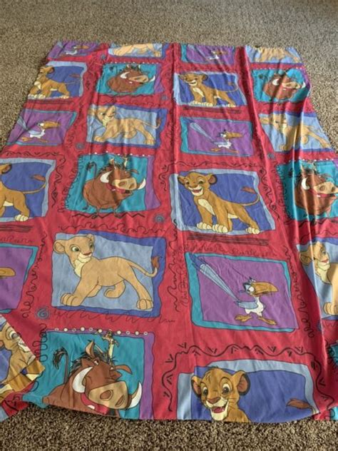 Vtg 90s Disney The Lion King Twin Flat Sheet Bed Fabric Simba Nala Zazu