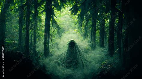 Spooky Scary Misty Ancient Spirit of Mystical Forest Fantasy 3D Art ...