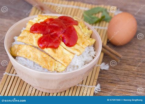 Omelet On Rice Popular Traditional Thai Fast Food Stock Photo Image