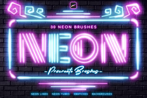 Neon Procreate Brushes Design Cuts