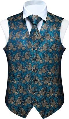 Faimo Dark Green Waistcoat Mens Paisley Floral Jacquard Waistcoat With