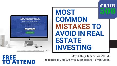 Most Common Mistakes To Avoid In Real Estate Investing Youtube