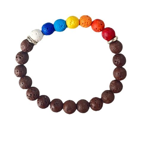 Pulseira Chacras Pedras Vulc Nicas Marrom E Silicone Elo